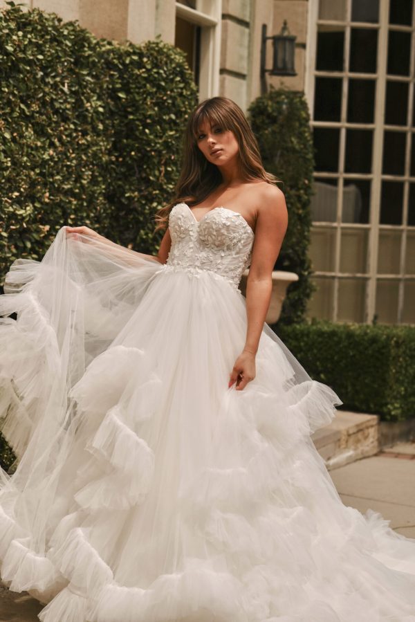 Strapless Ruffled Tulle Ball Gown by Martina Liana - Image 3