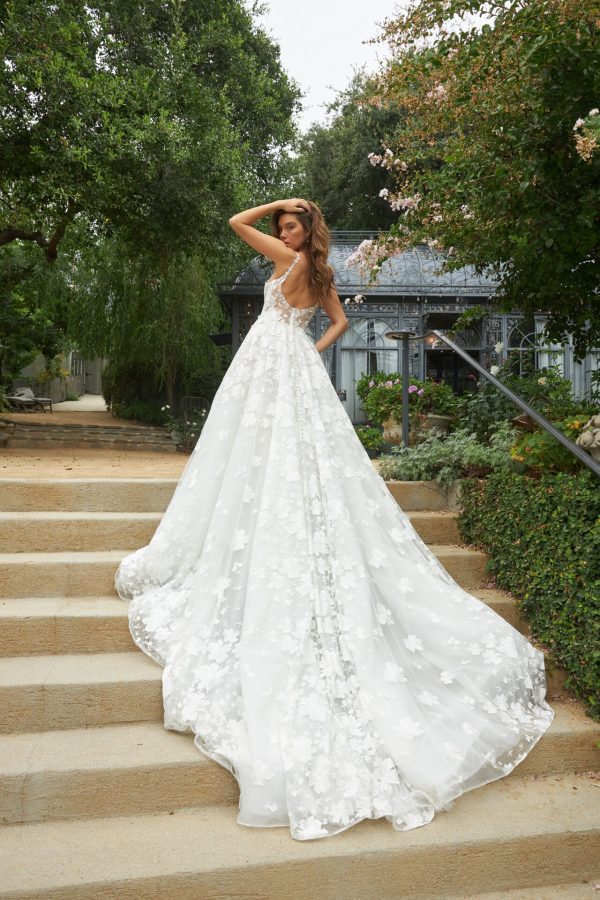 Square-Neck Floral A-Line Wedding Dress by Martina Liana - Image 3