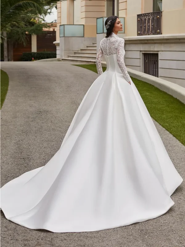 Regal and Timeless Ball Gown With Detachable Long Sleeve Topper by Pronovias - Image 2