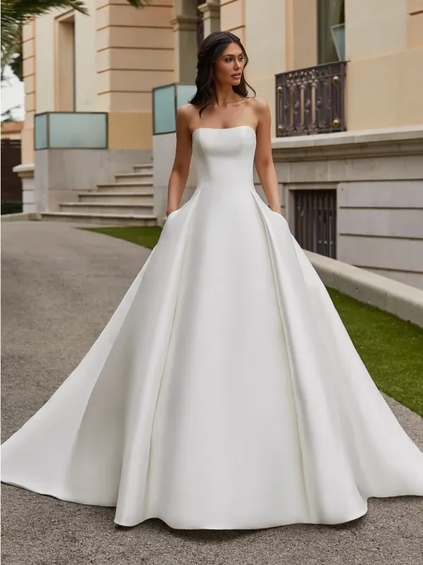 Regal and Timeless Ball Gown With Detachable Long Sleeve Topper by Pronovias - Image 1