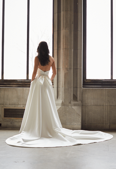 Simple And Classic A-line Gown With Bow by Verdin Bridal New York - Image 2