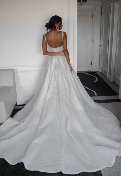 Modern And Dramatic Square-Neck Beaded Ball Gown by Blanche Bridal - Image 3