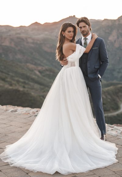 Dramatic And Ethereal Off-The-Shoulder Tulle Ball Gown by Allure Bridals - Image 3