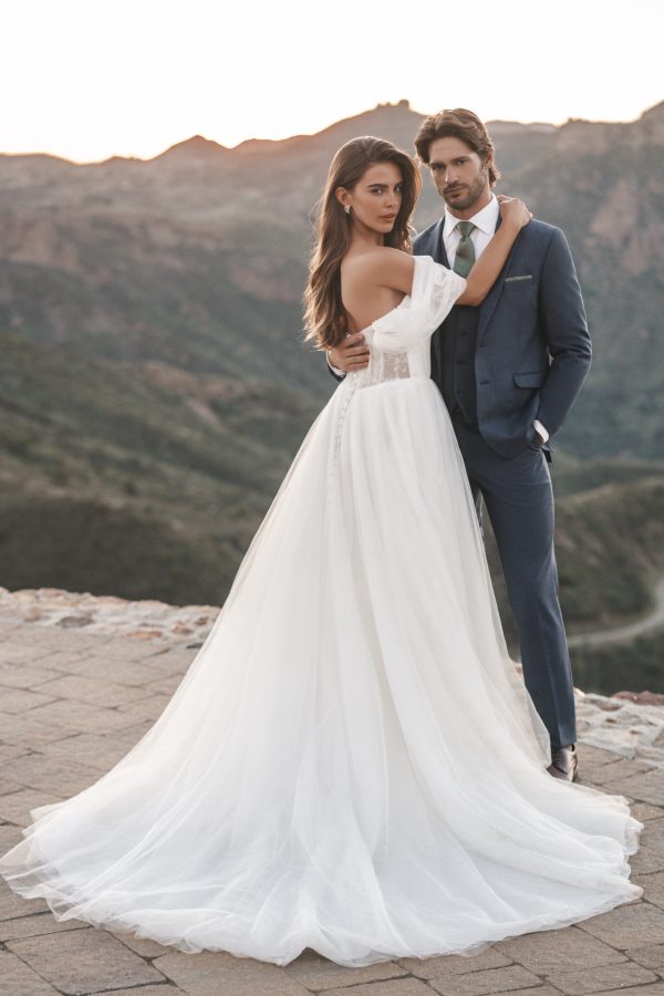 Dramatic And Ethereal Off-The-Shoulder Tulle Ball Gown by Allure Bridals - Image 3