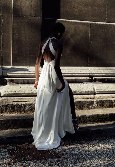 Simple Halter-Neck Gown With Open Back by Halfpenny London - Image 2