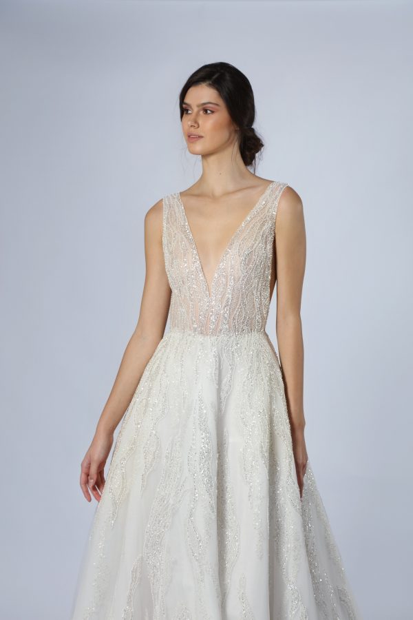 Embellished V-Neck A-Line Wedding Dress by Tony Ward - Image 2