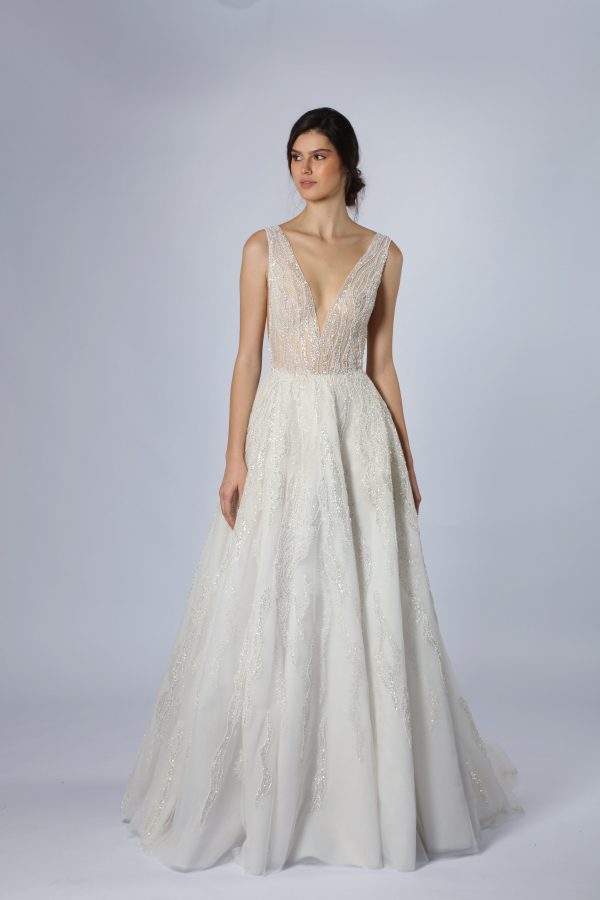 Embellished V-Neck A-Line Wedding Dress by Tony Ward - Image 1