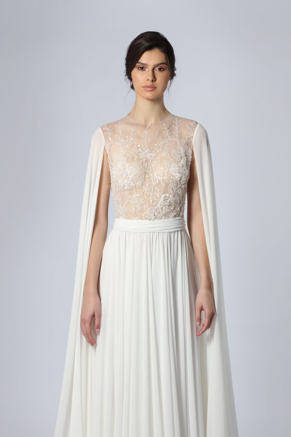 Ethereal A-Line Wedding Dress With Cape by Tony Ward - Image 2