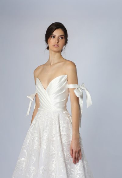 Off-the-Shoulder A-Line Wedding Dress With Embroidery by Tony Ward - Image 2