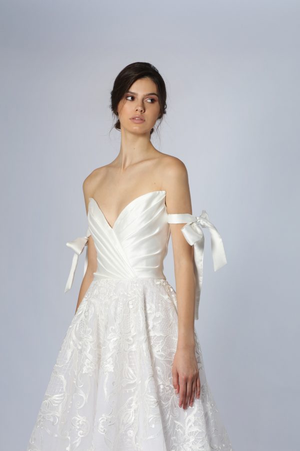 Off-the-Shoulder A-Line Wedding Dress With Embroidery by Tony Ward - Image 2