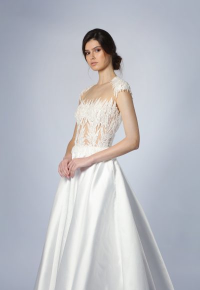 Illusion A-Line Wedding Dress With Silk Skirt by Tony Ward - Image 2