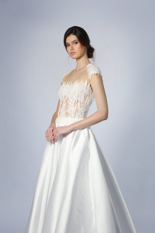 Illusion A-Line Wedding Dress With Silk Skirt by Tony Ward - Image 2