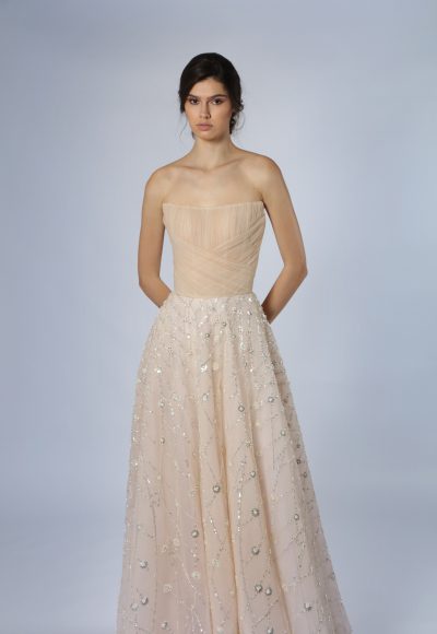 Blush A-Line Wedding Dress With Silver Embroidery by Tony Ward - Image 2