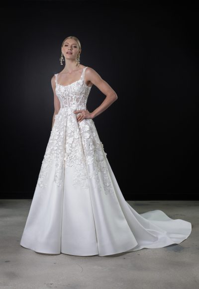 Spaghetti Strap A-line Sparkle Wedding Dress With Tulle Skirt