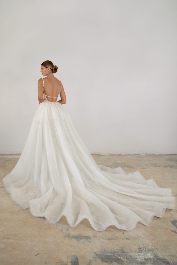 Chic And Modern Pearl Fit-and-Flare Wedding Dress With Detachable Overskirt by Martina Liana Luxe - Image 2