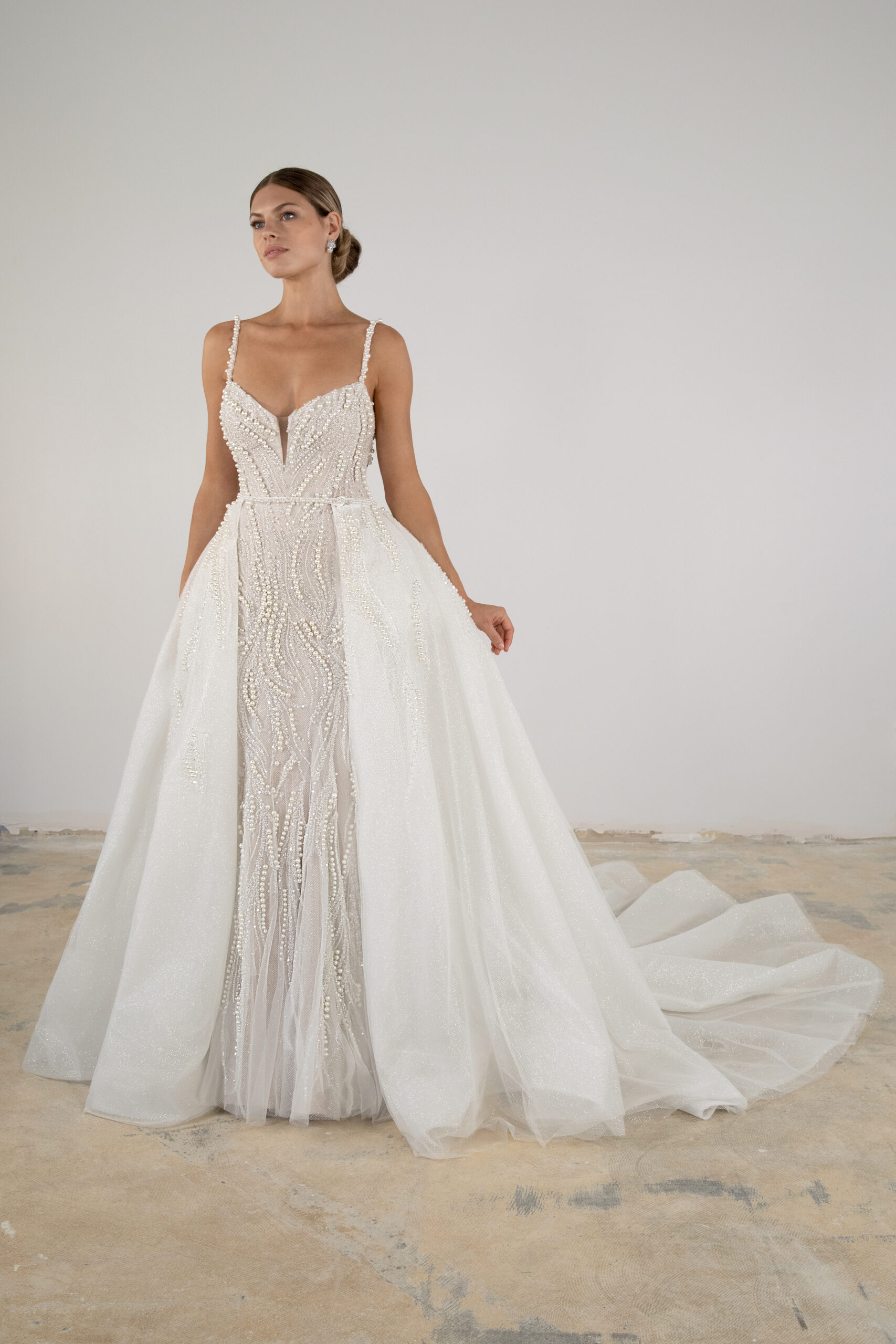 Chic And Modern Pearl Fit-and-Flare Gown