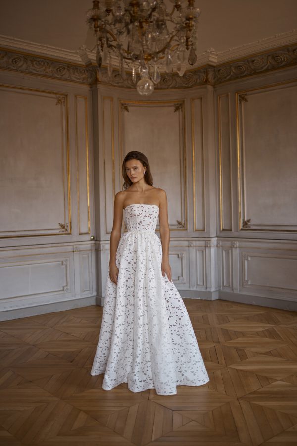 Strapless Floral Lace A-Line Wedding Dress by Alon Livné - Image 1