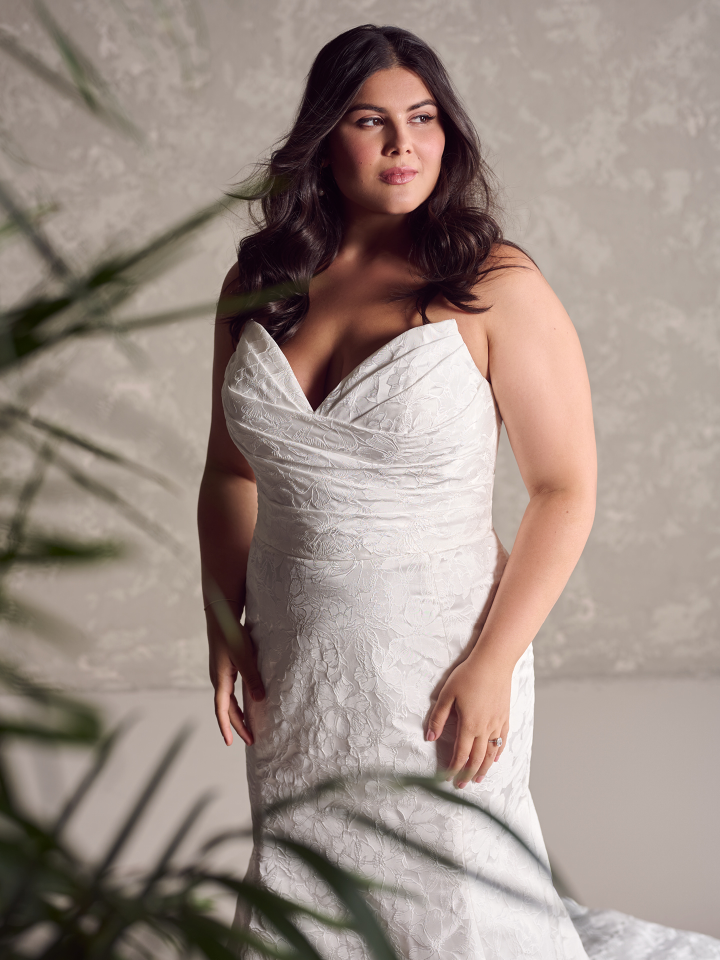 Plus Size Strapless Jacquard Fit-and-Flare Gown | Kleinfeld Bridal