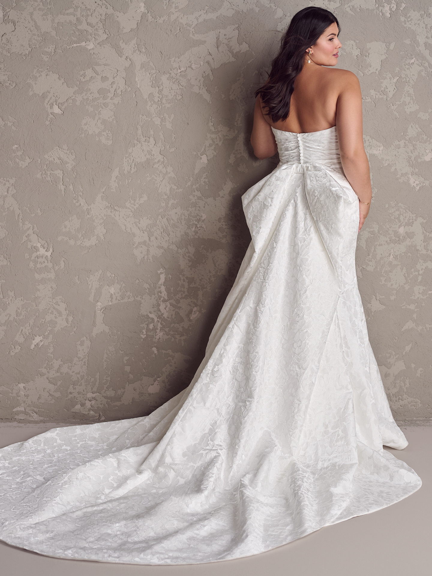 Strapless Jacquard Fit-and-Flare Gown by Maggie Sottero - Image 4