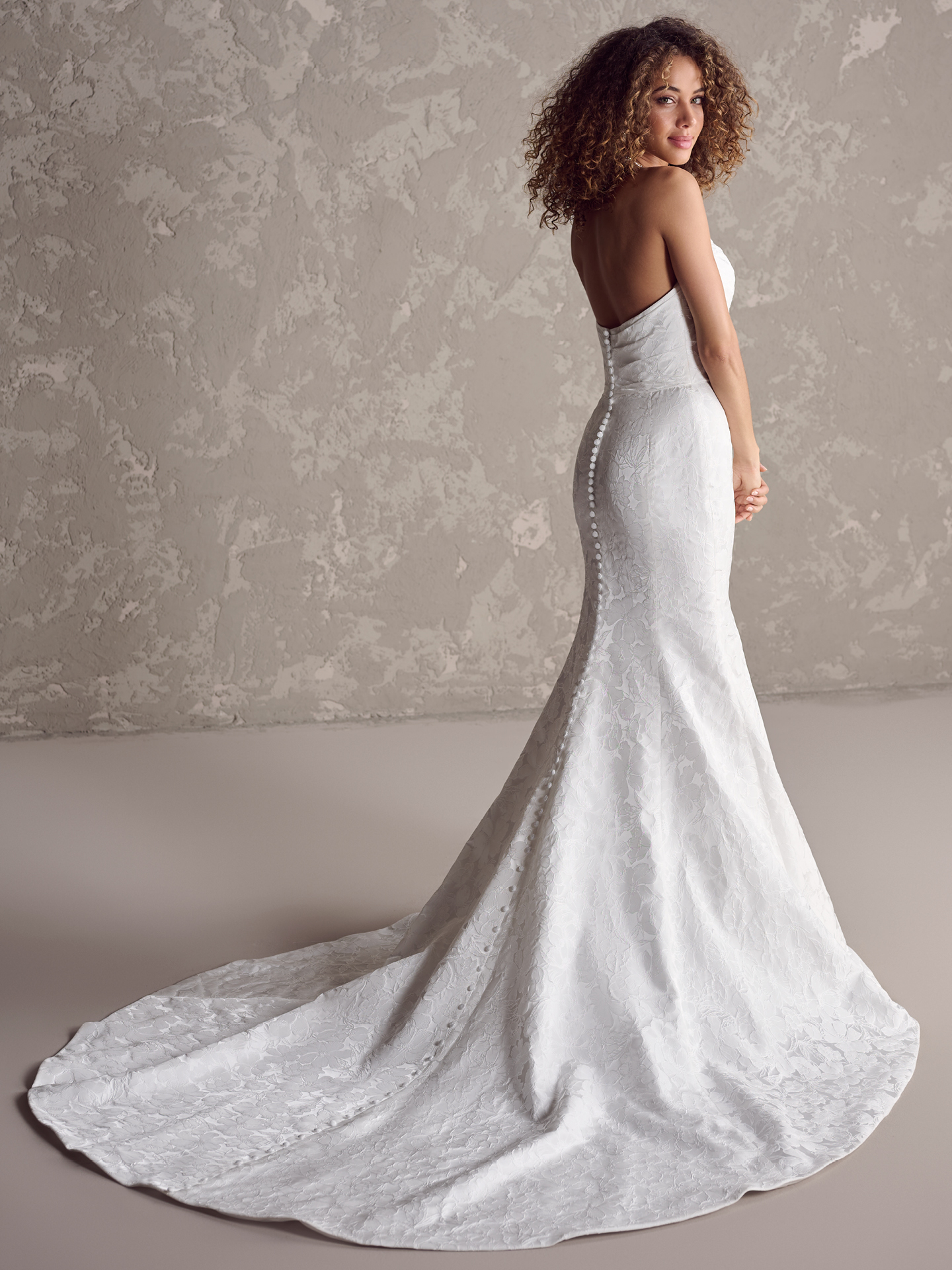 Strapless Jacquard Fit-and-Flare Gown by Maggie Sottero - Image 2