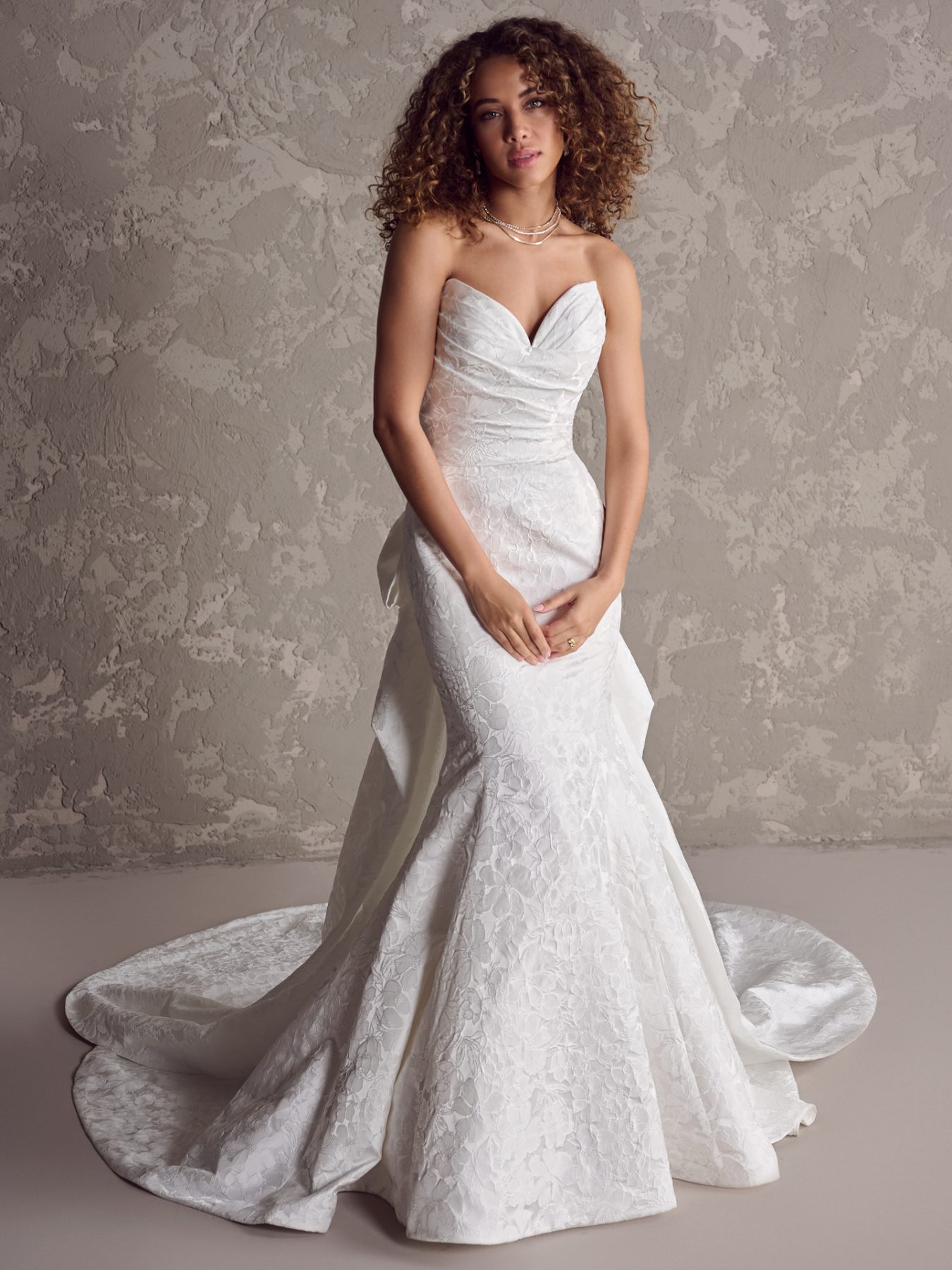 Strapless Jacquard Fit-and-Flare Wedding Dress | Kleinfeld Bridal