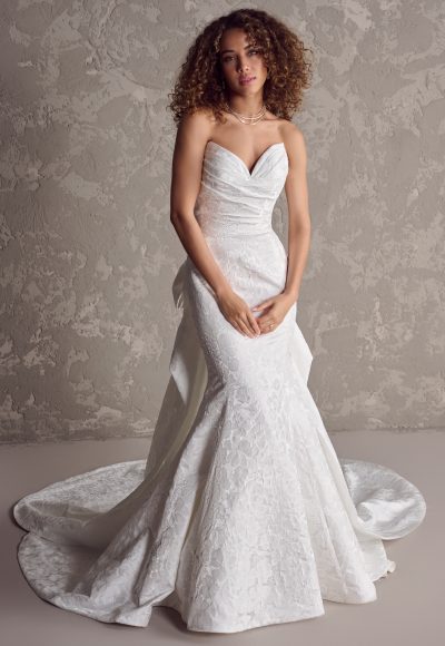 Strapless Jacquard Fit-and-Flare Wedding Dress by Maggie Sottero - Image 3