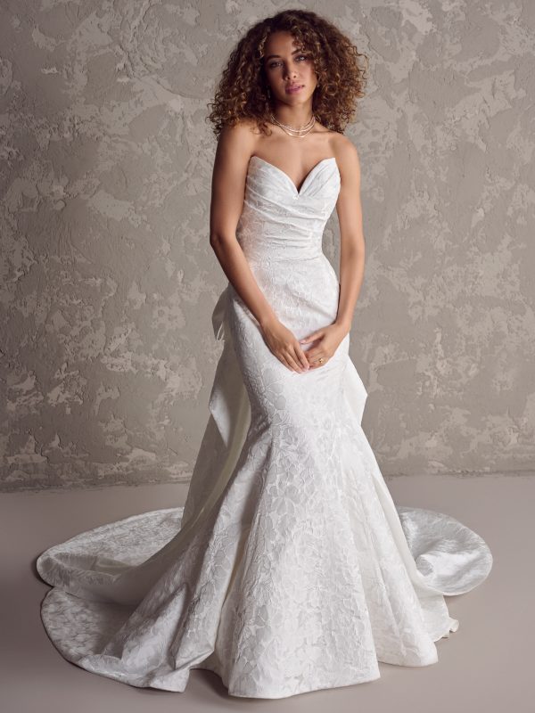 Strapless Jacquard Fit-and-Flare Wedding Dress by Maggie Sottero - Image 3