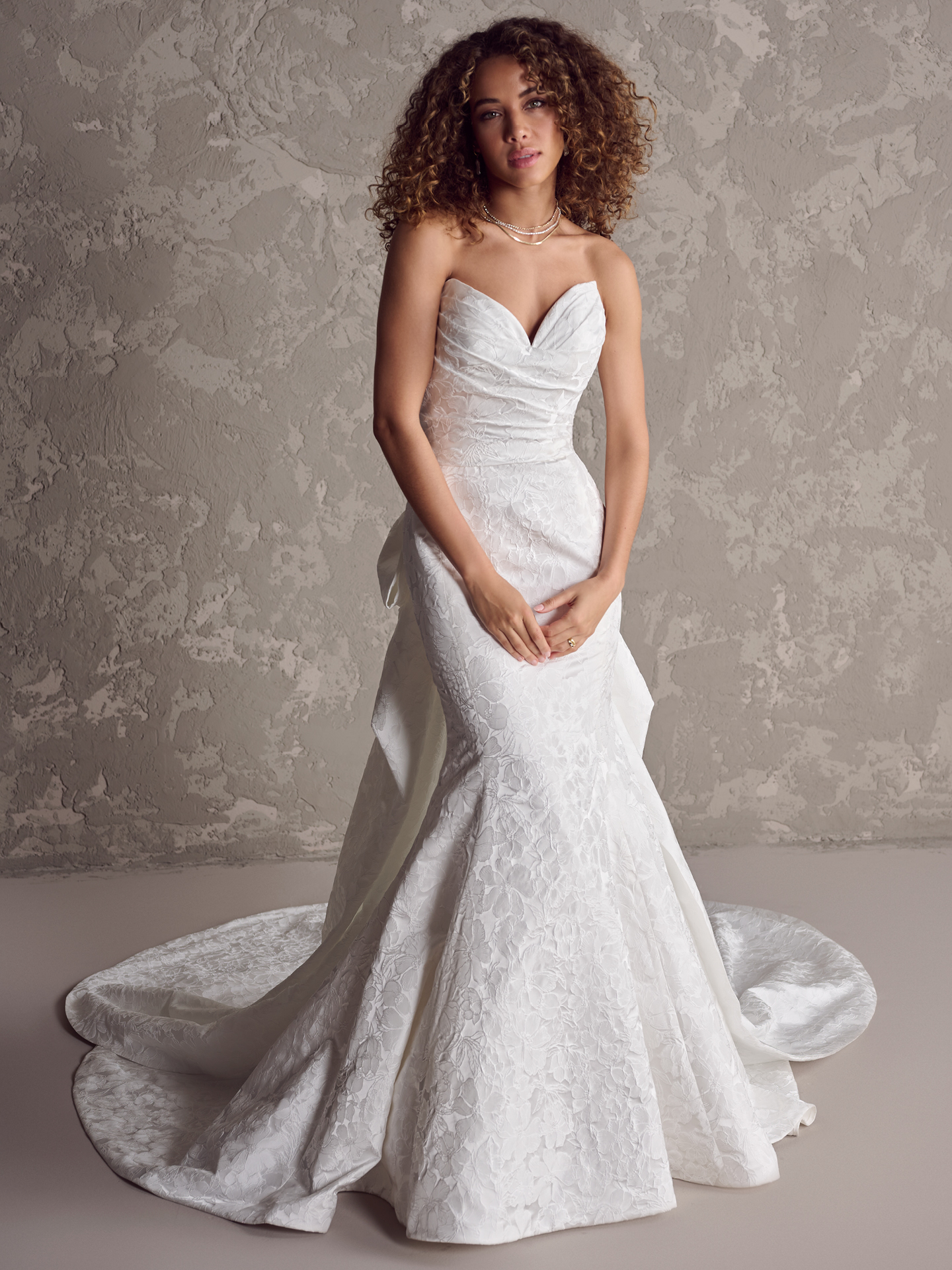 Strapless Jacquard Fit-and-Flare Gown by Maggie Sottero - Image 3