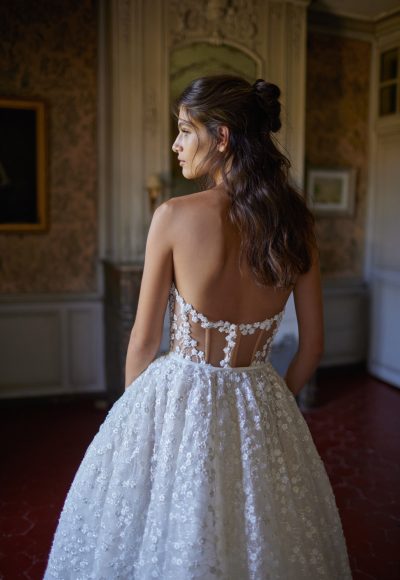 Strapless Lace And Floral A-Line Gown by Netta BenShabu Elite Couture - Image 2