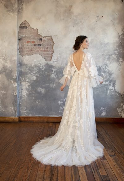 Boho Long Sleeve A-Line Wedding Dress by All Who Wander - Image 2