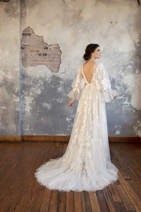 Boho Long Sleeve A-Line Wedding Dress by All Who Wander - Image 2