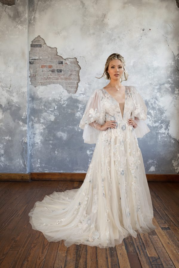 Boho Long Sleeve A-Line Wedding Dress by All Who Wander - Image 1