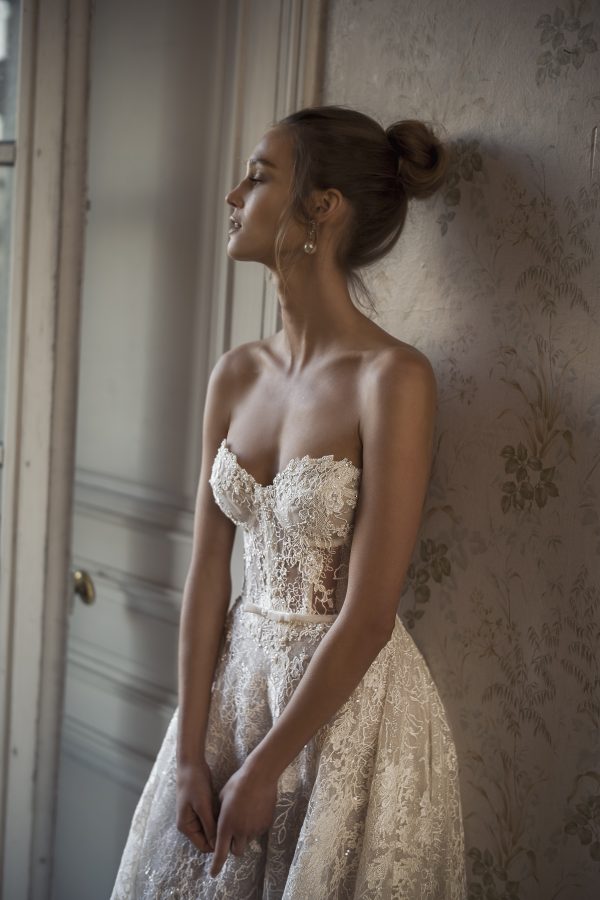 Strapless Lace A-Line Wedding Dress by Netta BenShabu Elite Couture - Image 1