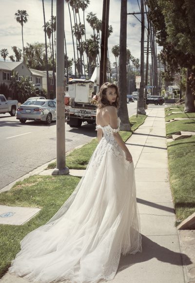 Off-the-Shoulder Floral And Tulle A-Line Wedding Dress by Netta BenShabu Elite Couture - Image 2