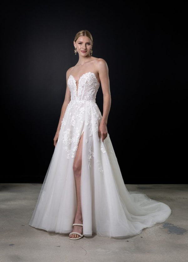 Romantic Tulle A-Line Gown With Slit by Martina Liana - Image 1