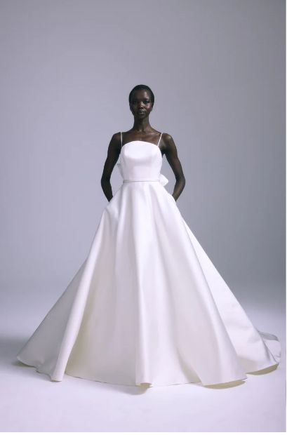 Chic And Modern Satin Ball Gown With Rosette Detail