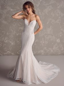 Strapless Beaded Fit-and-Flare Gown | Kleinfeld Bridal