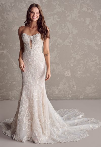 Strapless Beaded Fit-and-Flare Gown