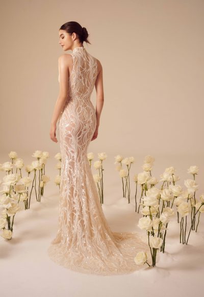 High-Neck Sequin Sheath Gown by Nicole + Felicia - Image 2