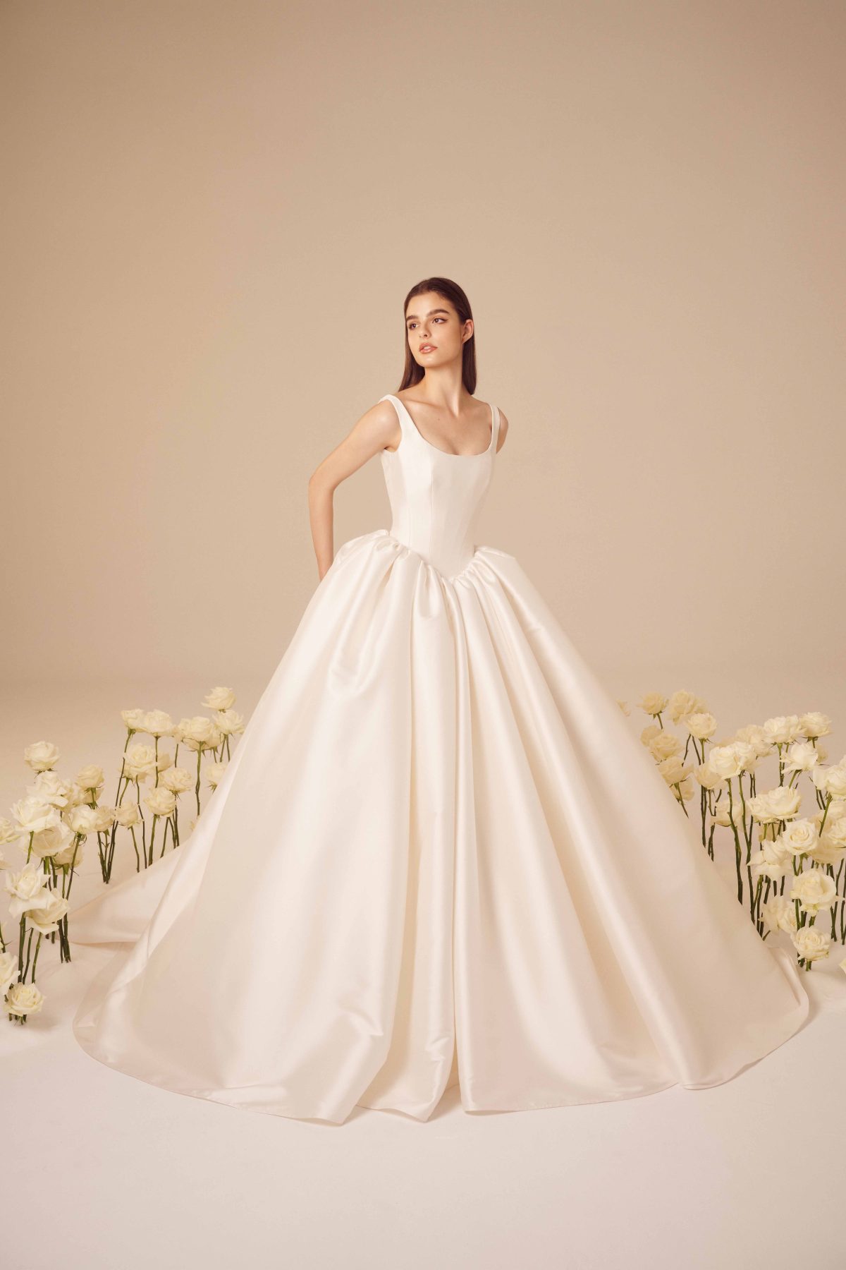 Dramatic And Elegant Basque-Waist Ball Gown - Kleinfeld Bridal