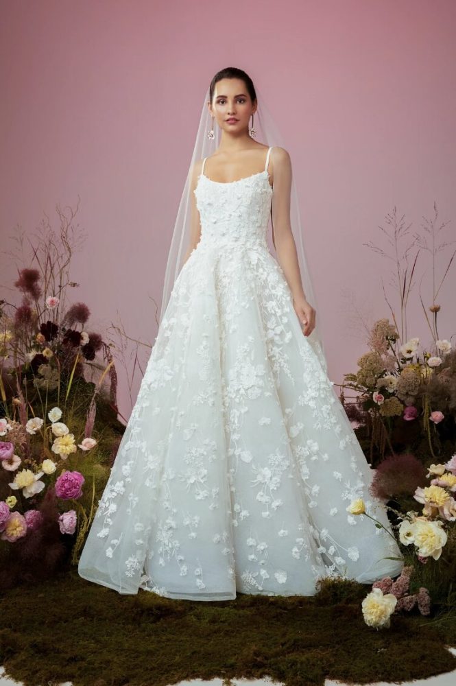 3D Floral Scoop Neck Ball Gown | Kleinfeld Bridal