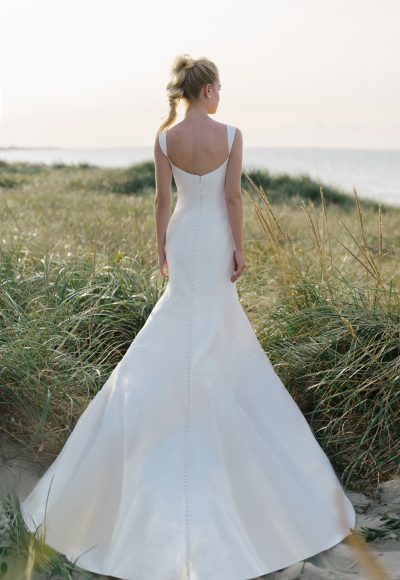 Sophisticated Fit-and-Flare Wedding Dress With Detachable Overskirt by Anne Barge - Image 2