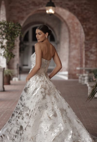 Unique Embossed Organza Ball Gown With Slit by Essense of Australia - Image 2