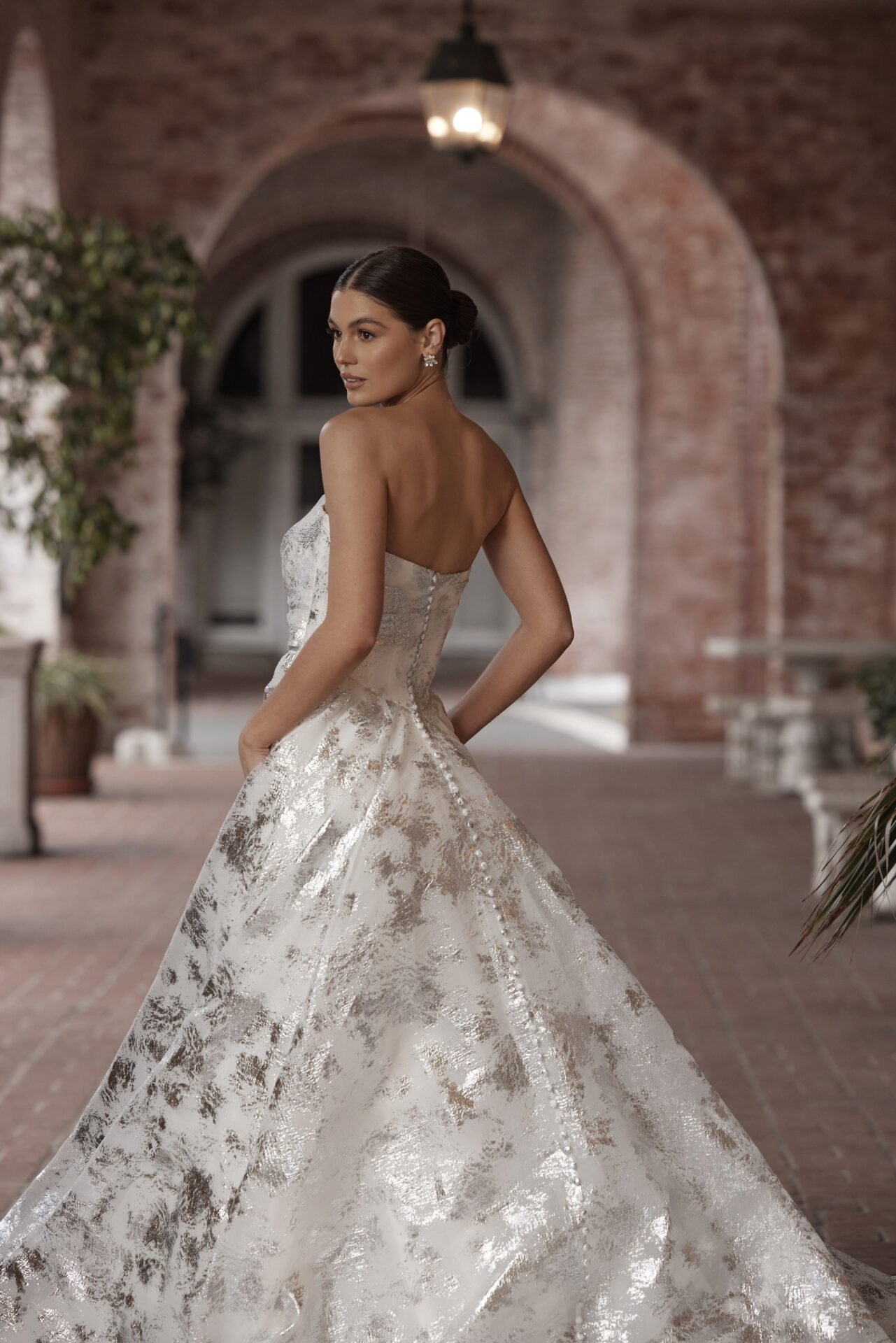 Unique Embossed Organza Ball Gown With Slit by Essense of Australia - Image 2