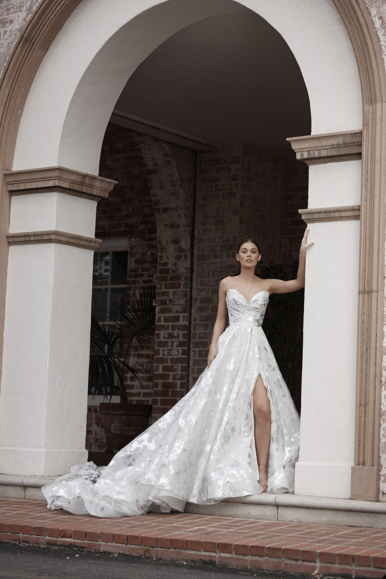 Unique Embossed Organza Ball Gown With Slit by Essense of Australia - Image 1
