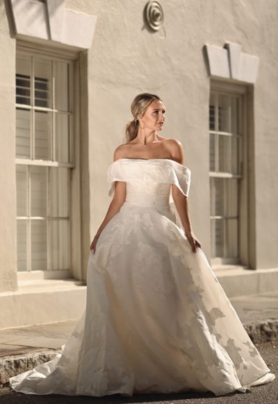 Elegant Embossed Ball Gown With Detachable Shawl by Essense of Australia