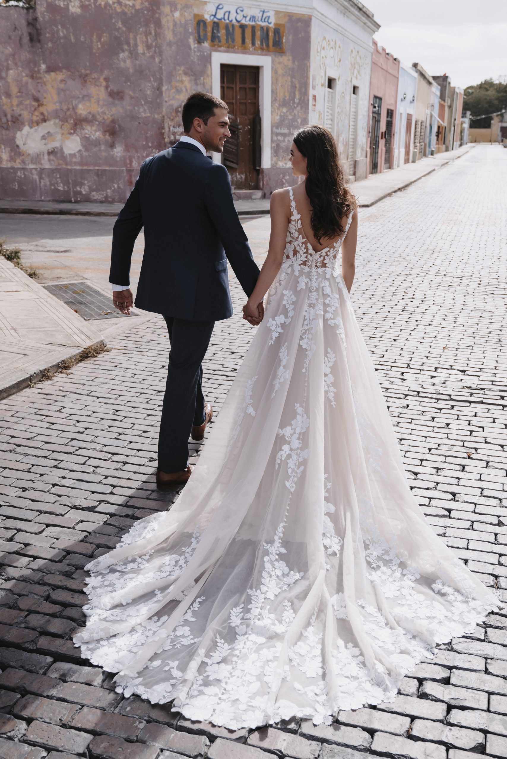 Romantic Floral A Line Wedding Dress With Open Back And Buttons Kleinfeld Bridal