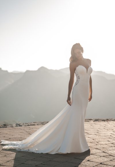 Chic And Romantic Strapless Fit-and-Flare Wedding Dress With Buttons by Allure Bridals