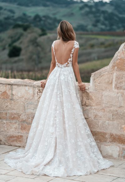 Low back wedding dress with sleeves best sale