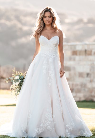 Romantic And Timeless Strapless Ball Gown With Buttons by Allure Bridals